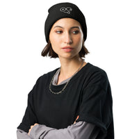waffle knit beanie, cuffed beanie, acrylic winter hat, glasses face design, double layer knit, winter beanie, textured knit hat, cold weather accessories, fold over cuff, casual winter style